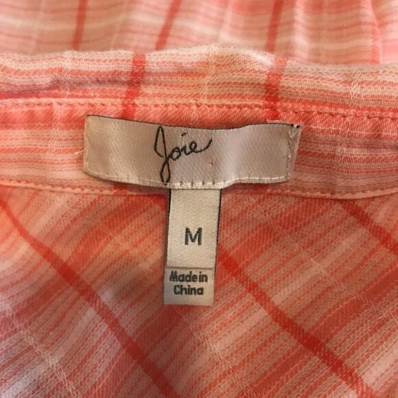 JOIE Plaid Western Style 100% Cotton Button  Down Shirt Size M - Picture 6 of 7